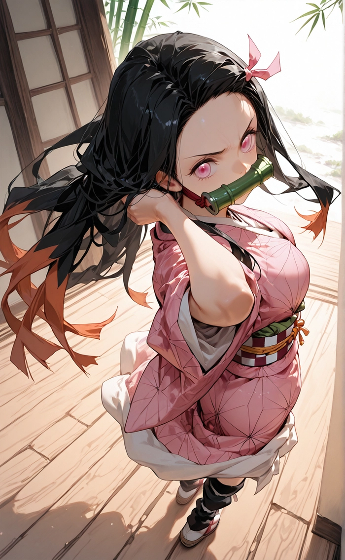 Ảnh anime Nezuko hóa quỷ cực ấn tượng
