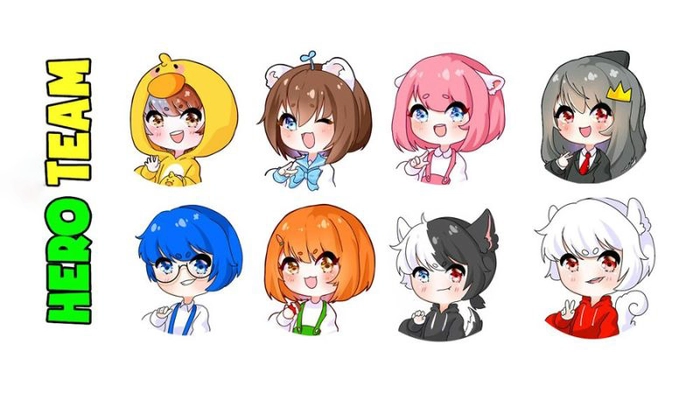 Ảnh chibi của Hero Team cực kỳ cute