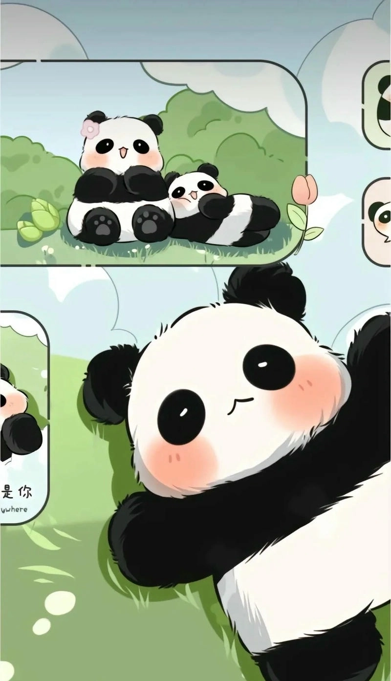 Ảnh nền cute Gấu Trúc đơn giản