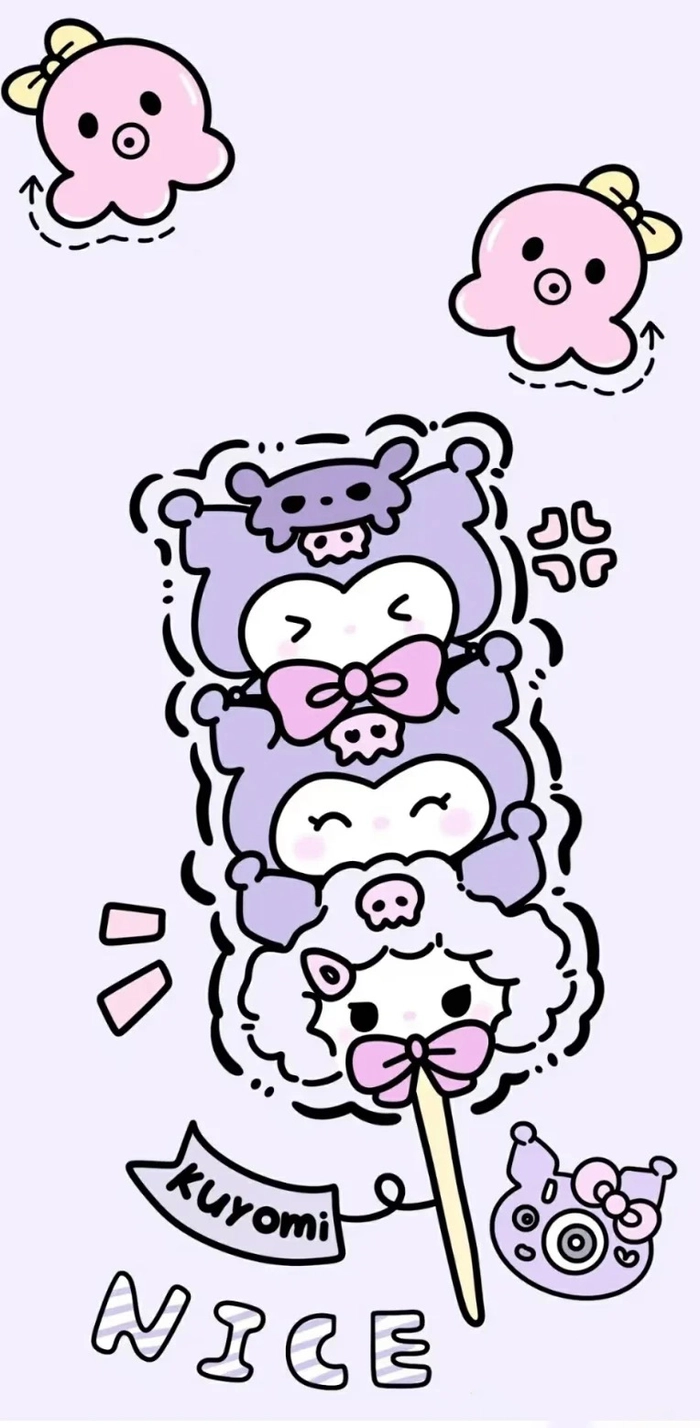 Hình Kuromi cute đang làm bánh