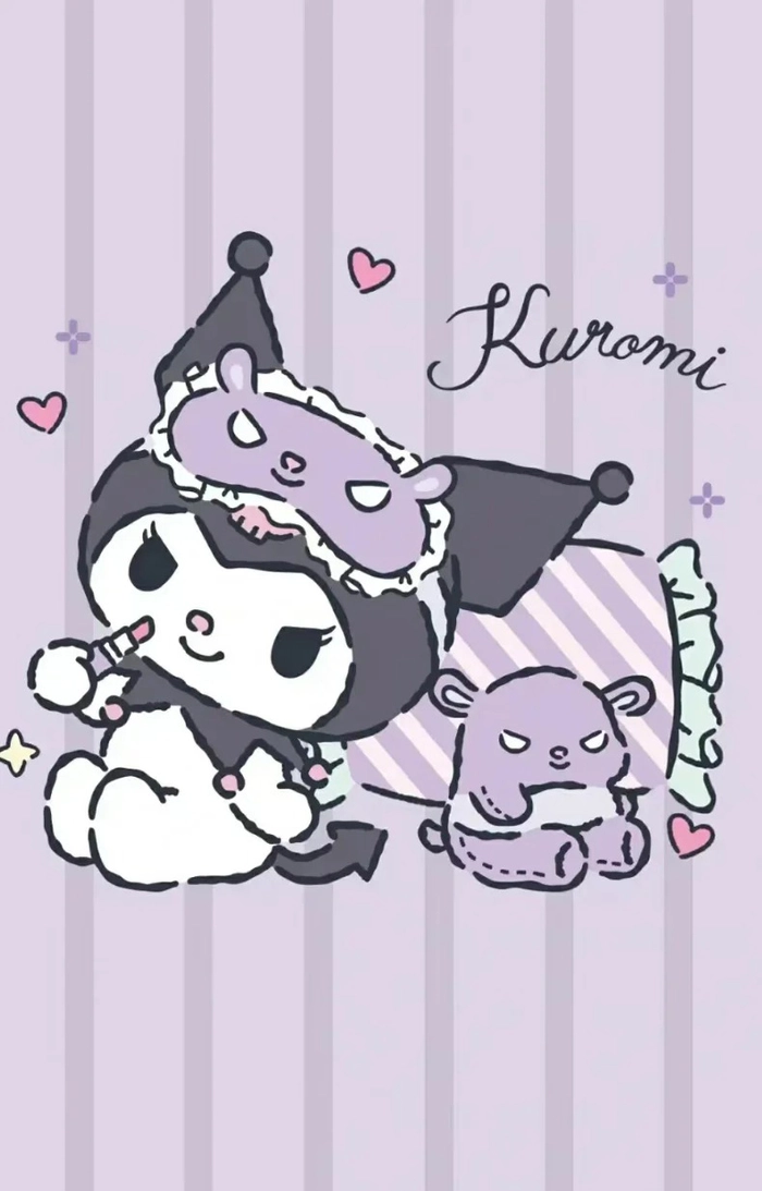 Hình Kuromi cute đội tai thỏ siêu xinh
