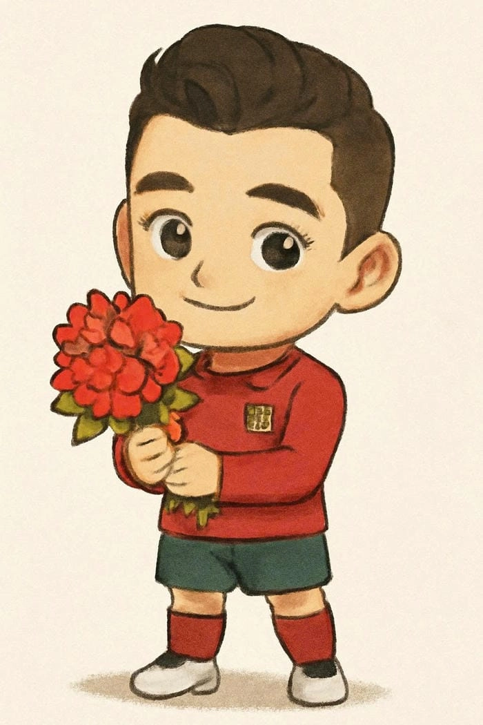 Hình Ronaldo chibi mặc áo thi đấu