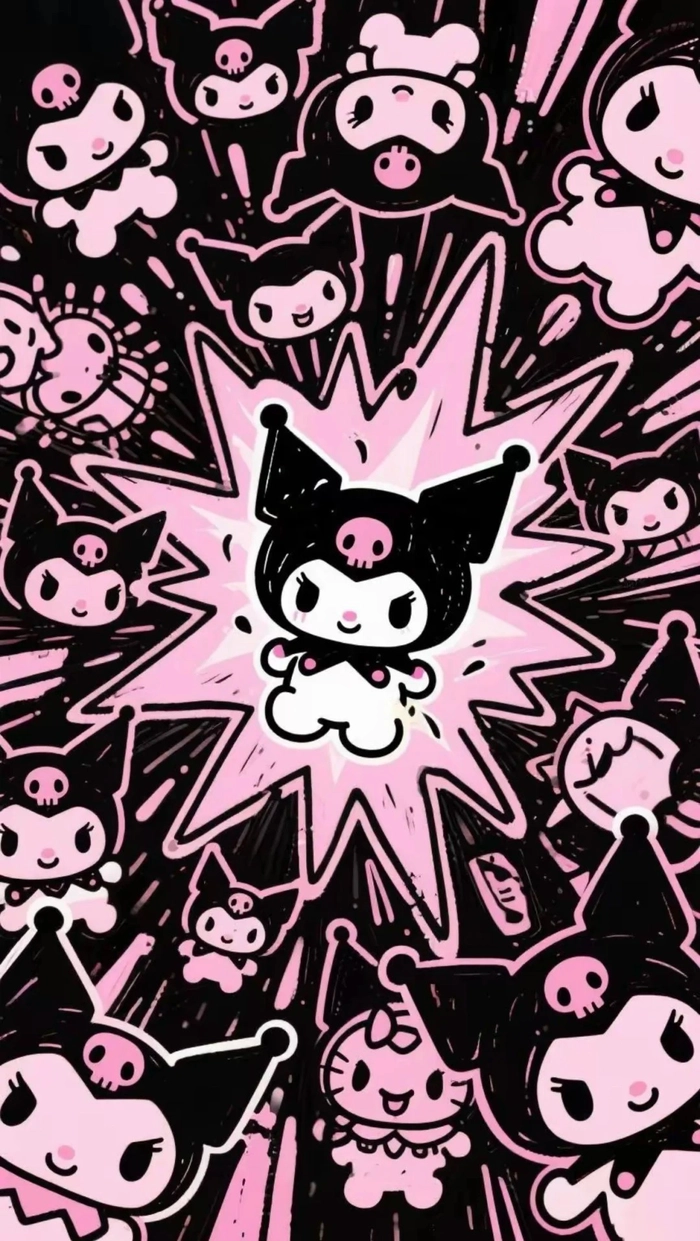Hình ảnh Kuromi anime cute tone hồng tím