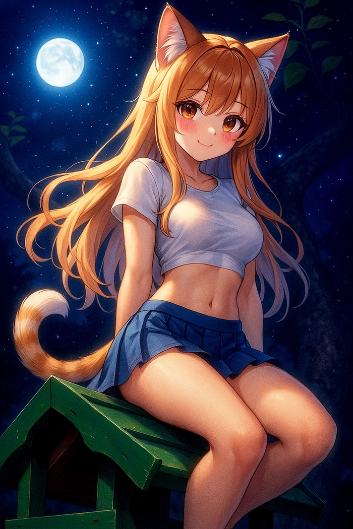 Hình ảnh anime girl cute đội tai mèo