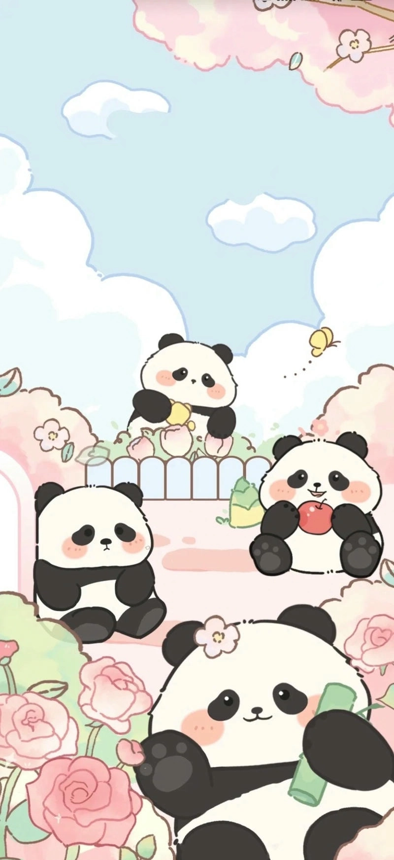 Hình nền Gấu Trúc cute màu hồng