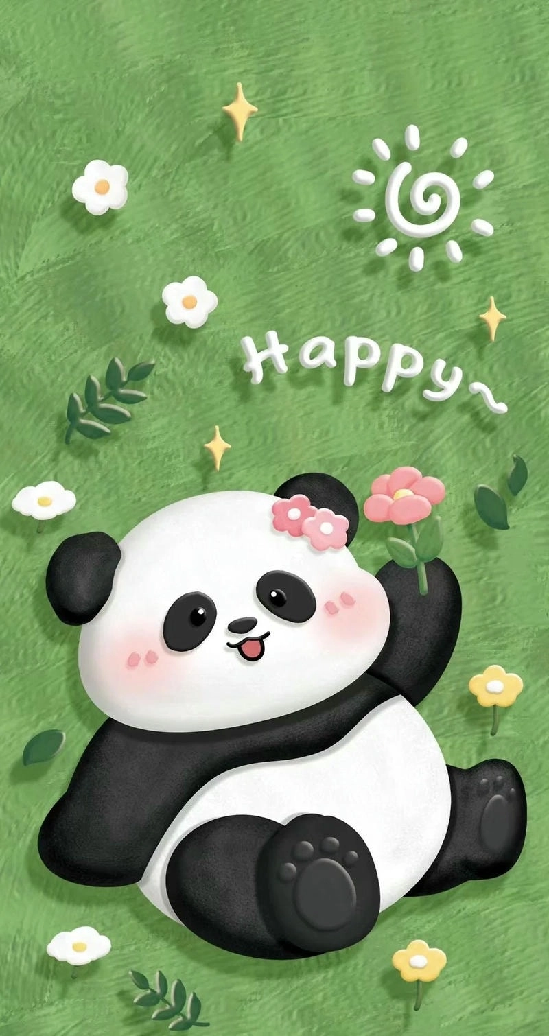 Hình nền Gấu Trúc cute phong cách Hàn