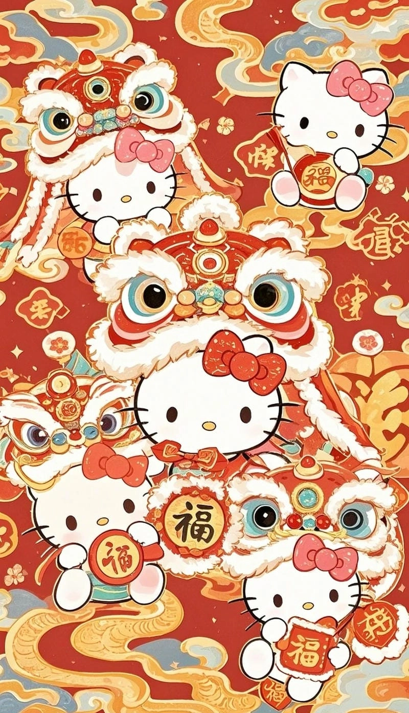 Hình nền Tết cute kiểu Nhật Bản