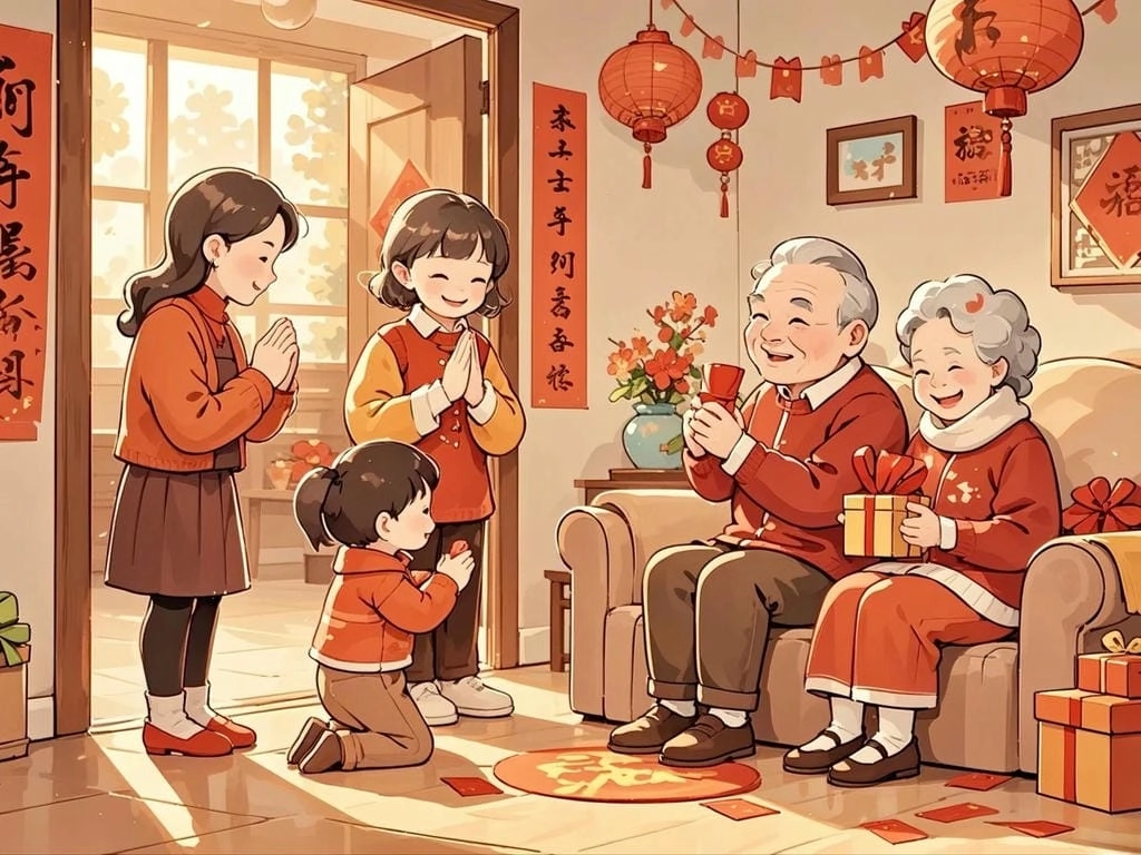 Hình nền anime Tết cute cho máy tính