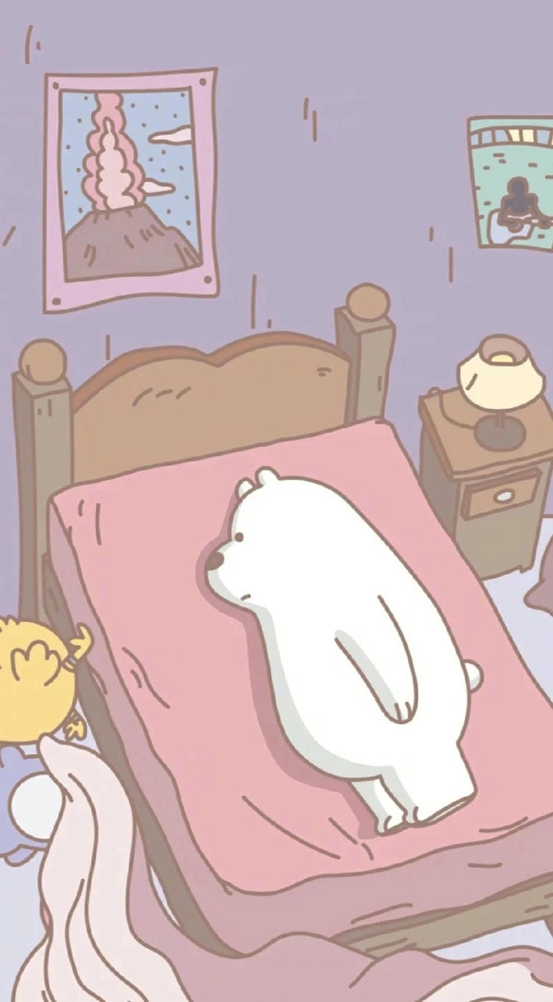 Hình nền cute gấu trắng phong cách Hàn Quốc