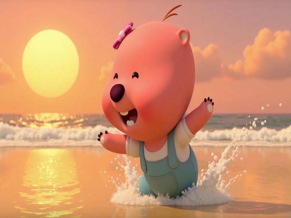 Hình nền gấu Loopy đáng yêu cho màn hình rộng