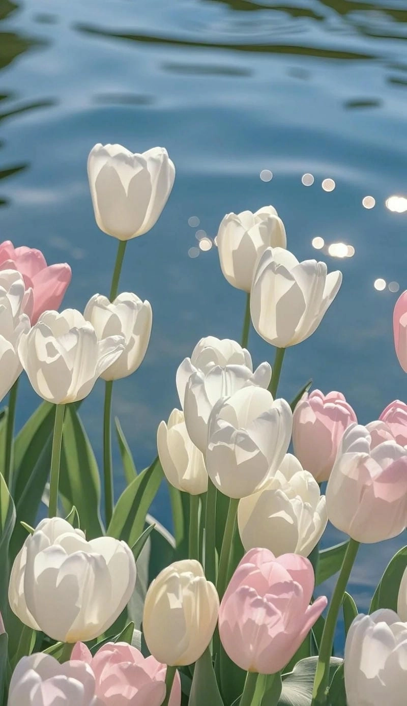 Hình nền hoa Tulip chill chill cute