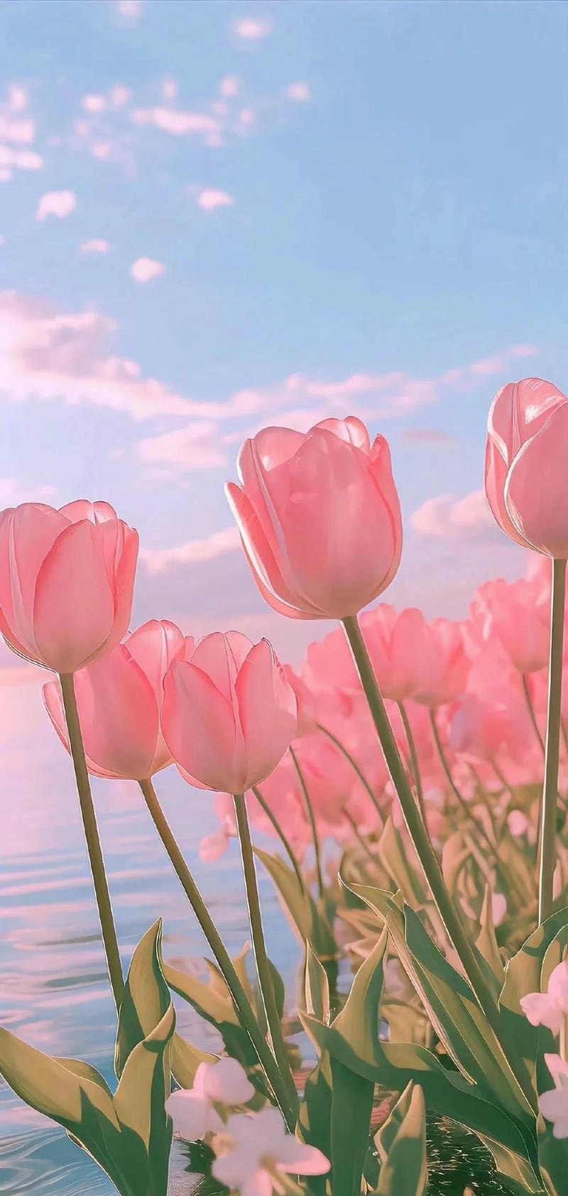 Hình nền hoa Tulip vẽ cute