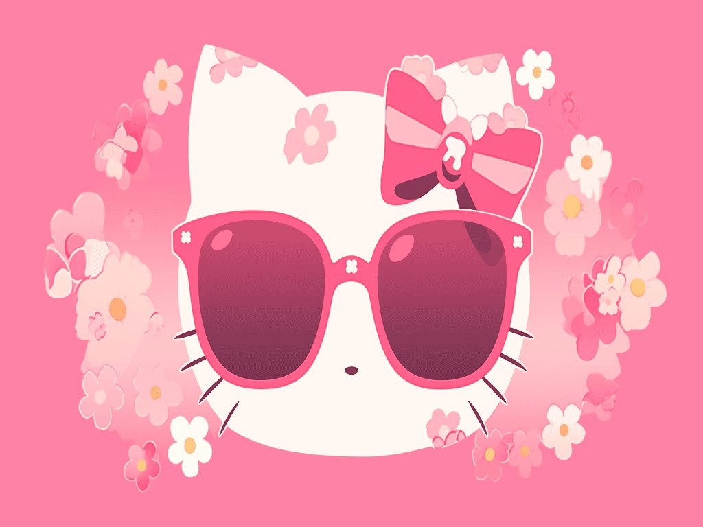 Hình nền máy tính màu hồng hoạt hình cute