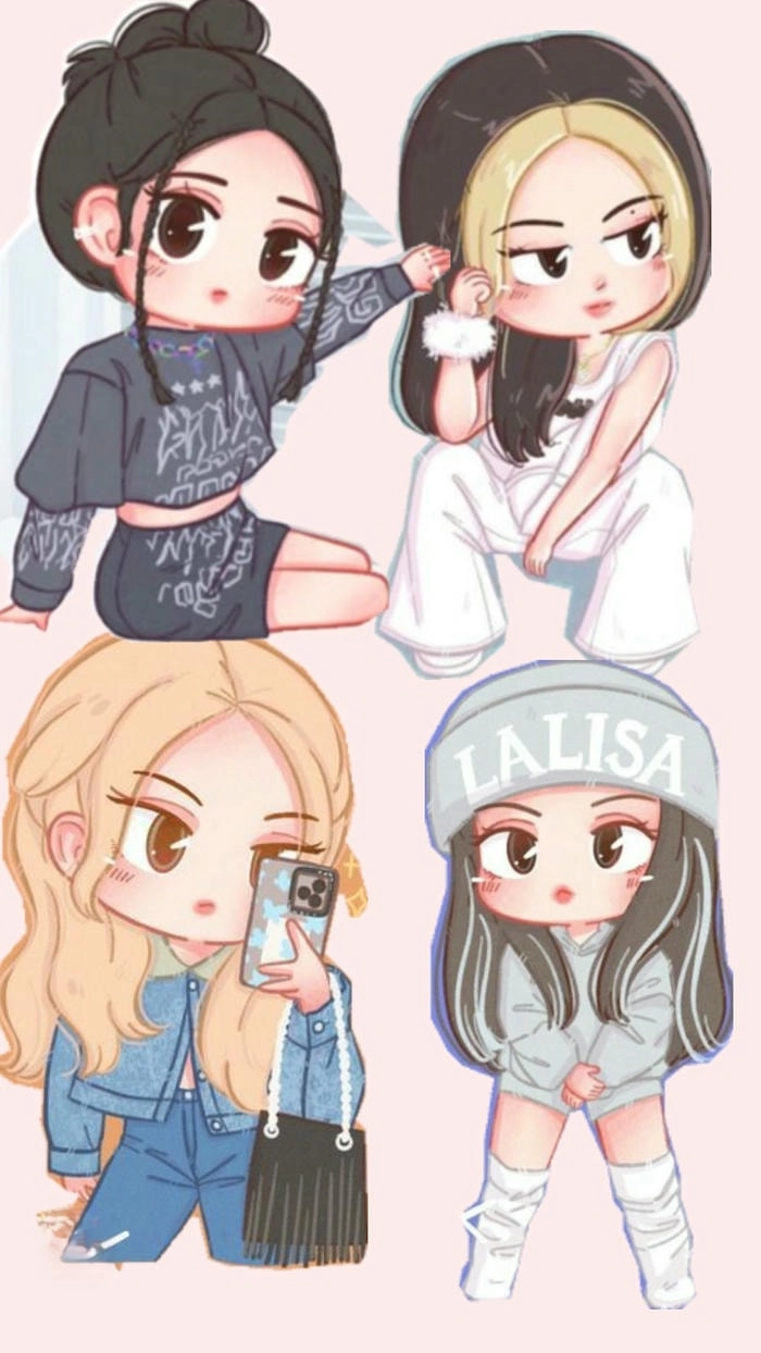 Hình nền nhóm BlackPink phong cách chibi