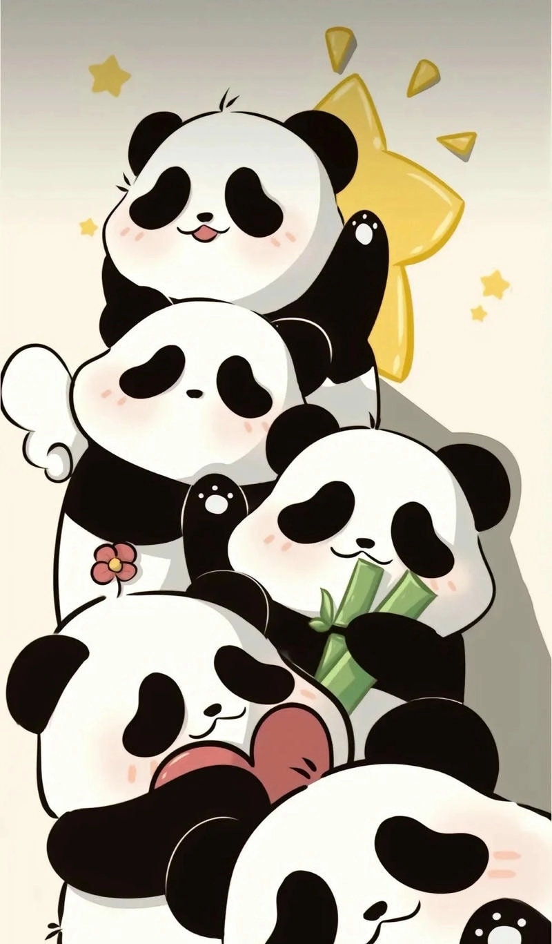 Hình nền vẽ tay Panda cute dễ thương