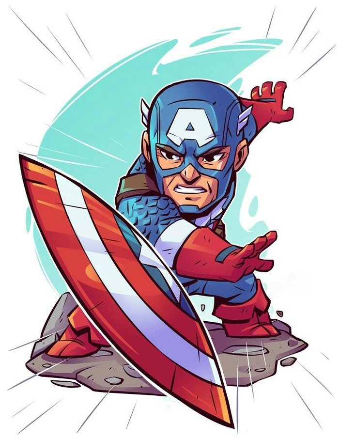 Ảnh Captain America chibi đáng yêu cute