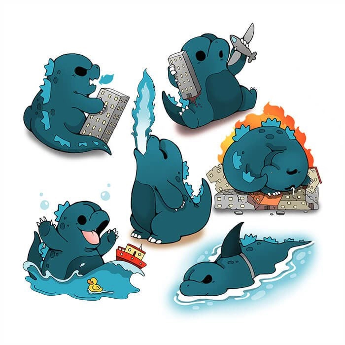 Ảnh Godzilla chibi phong cách đáng yêu