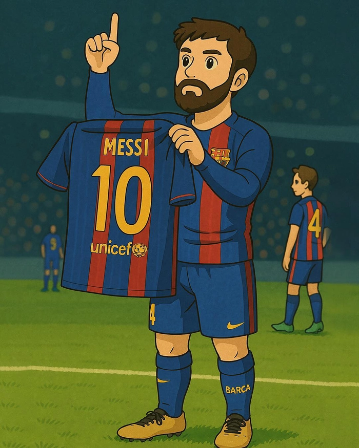 Ảnh Messi chibi tạo dáng hài hước