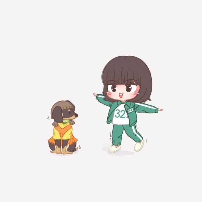 Ảnh Squid Game chibi ngộ nghĩnh dễ thương