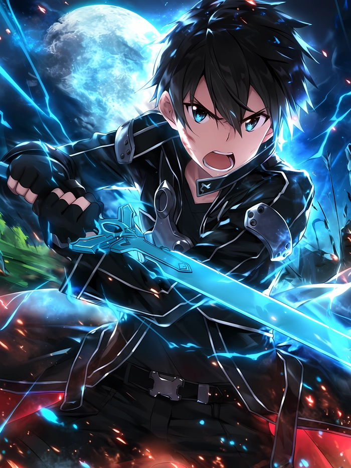 Ảnh anime Kirito chiến đấu ngầu