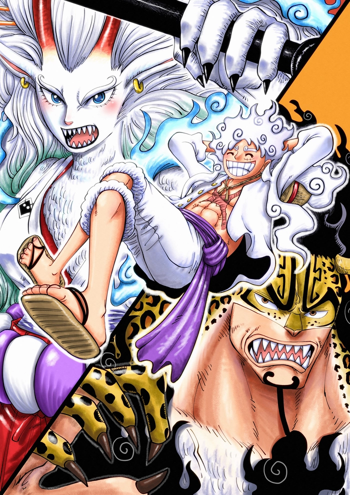 Ảnh anime Luffy Gear 5 cận cảnh