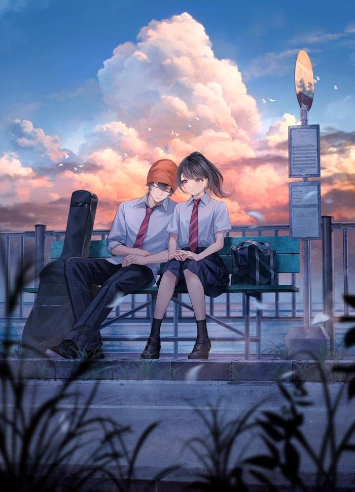 Ảnh anime cặp đôi học sinh chibi