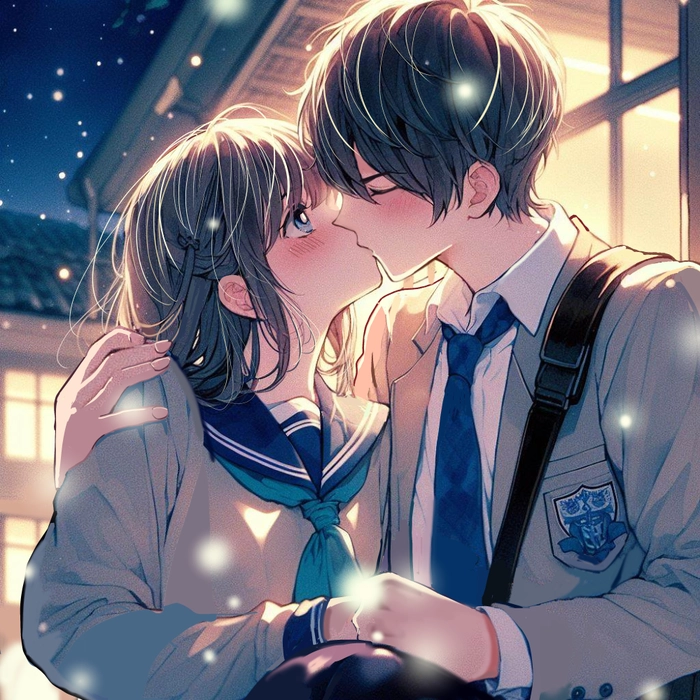 Ảnh anime cặp đôi học sinh hôn nhau