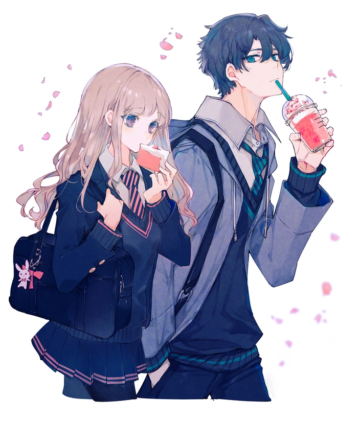 Ảnh anime cặp đôi học sinh trong sáng