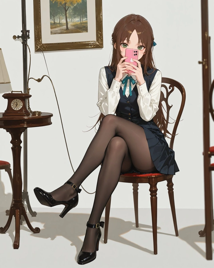 Ảnh anime chụp hình trước gương đẹp
