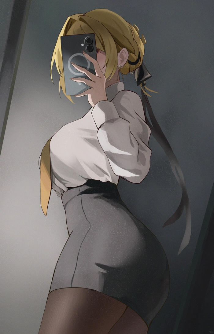 Ảnh anime chụp hình trước gương nữ ngầu