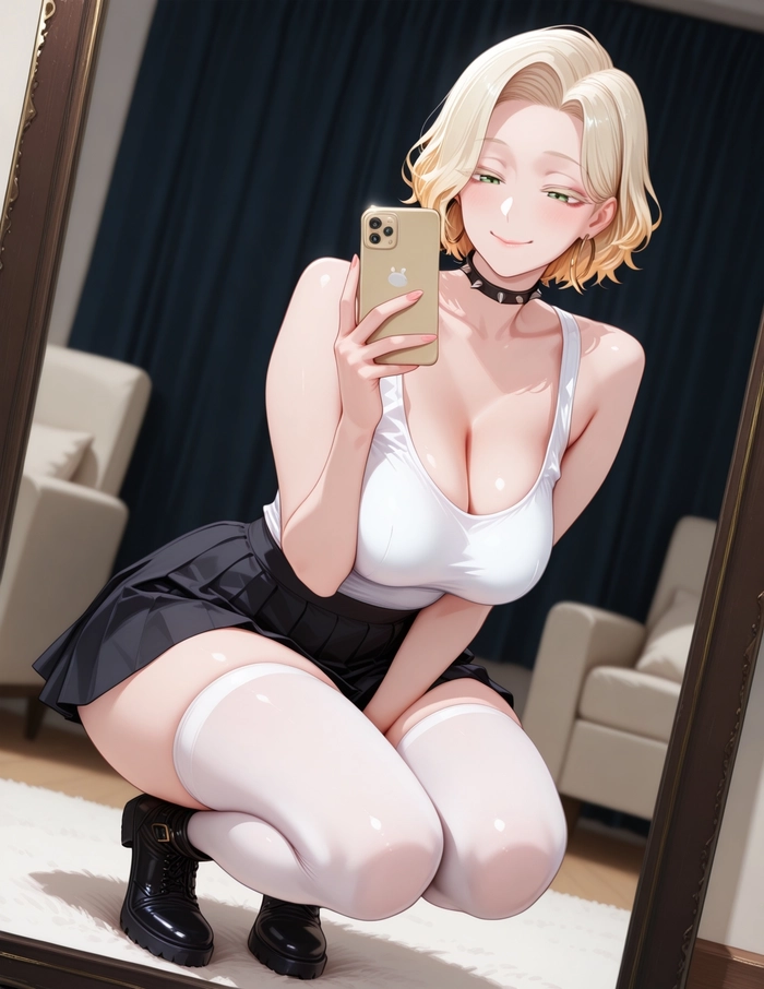 Ảnh anime chụp hình trước gương nữ xinh