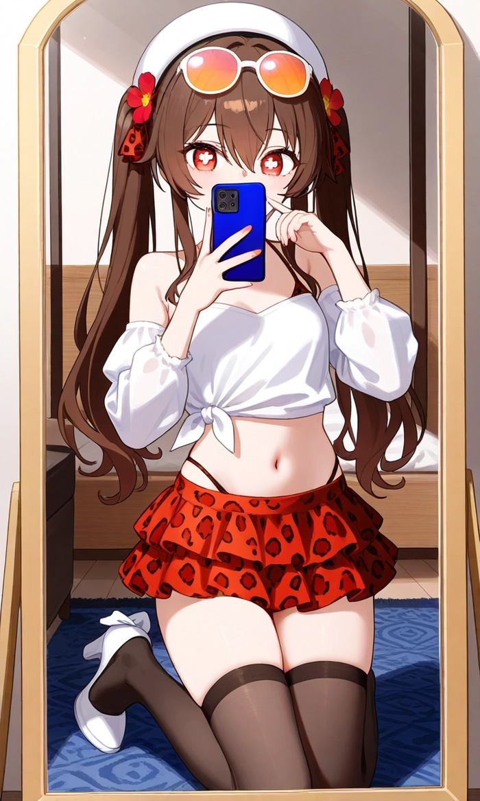 Ảnh anime chụp trước gương buồn