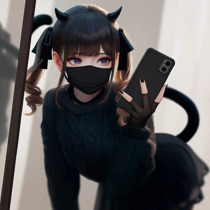 Ảnh anime chụp trước gương cá tính
