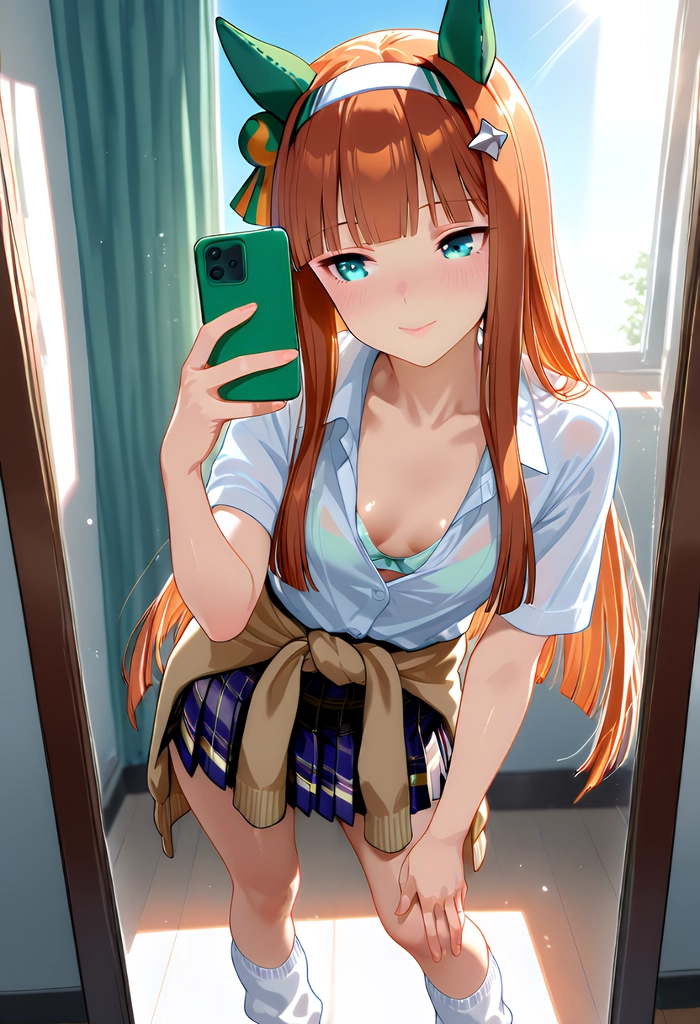 Ảnh anime chụp trước gương đáng yêu