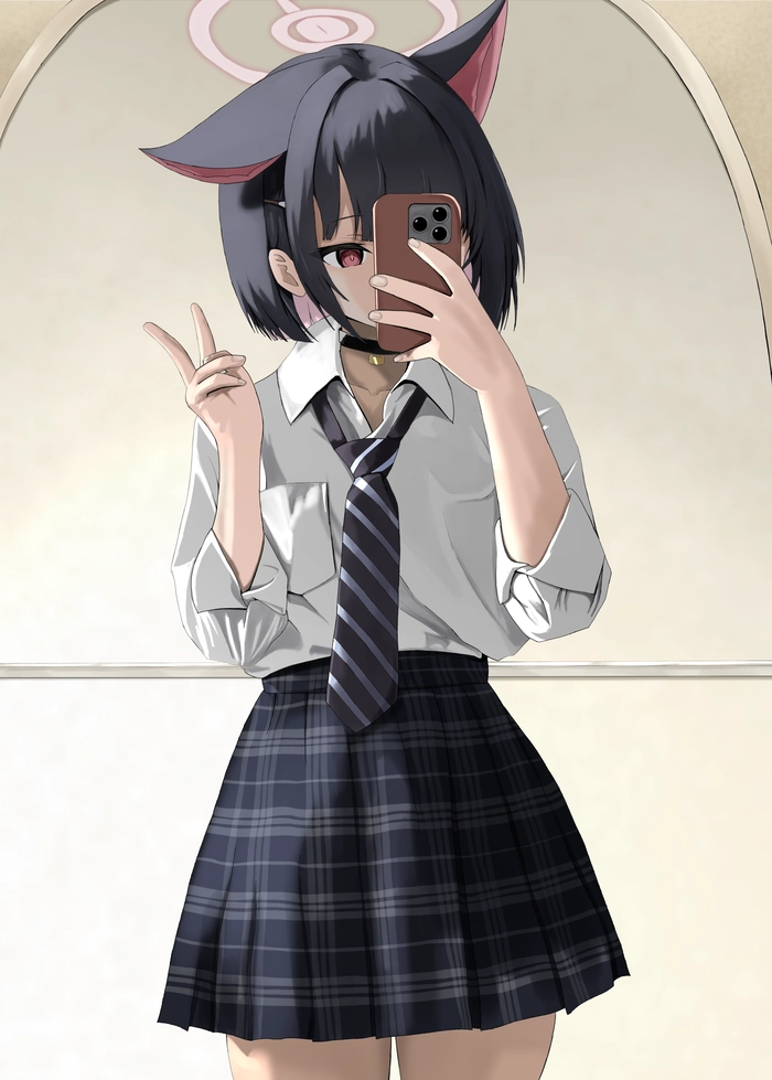 Ảnh anime chụp trước gương đầy bí ẩn