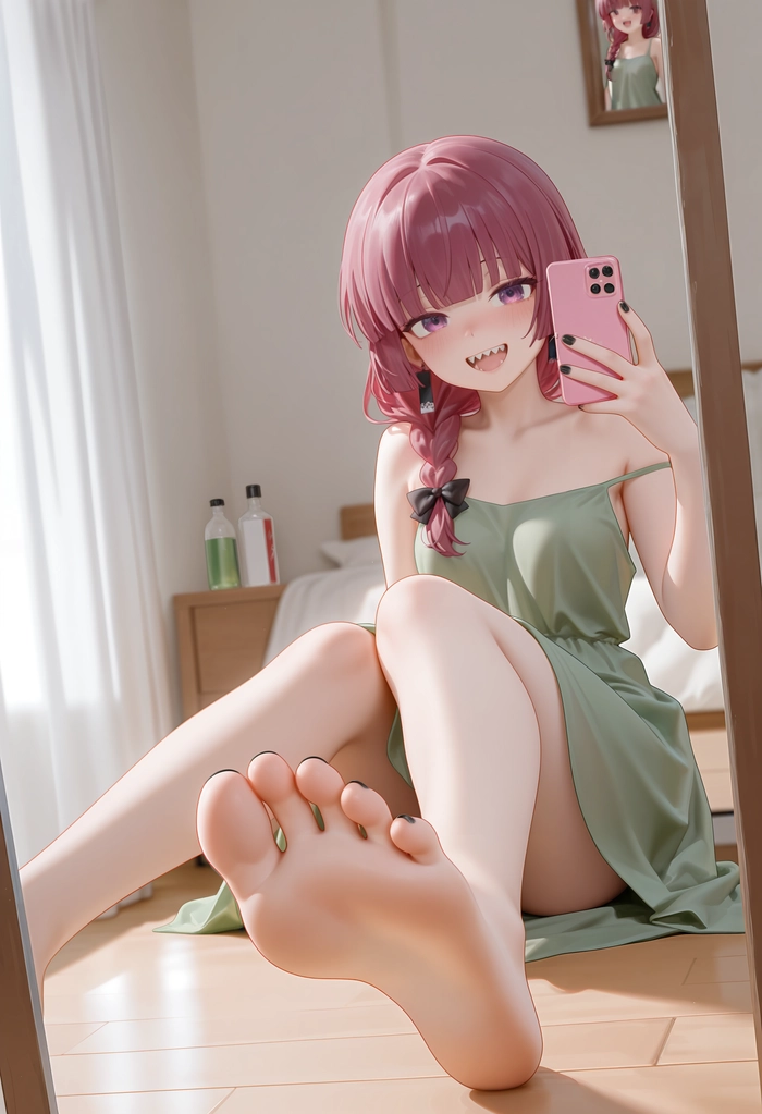 Ảnh anime chụp trước gương đầy sức hút