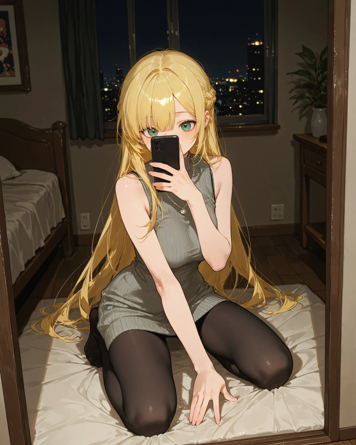 Ảnh anime chụp trước gương gợi cảm