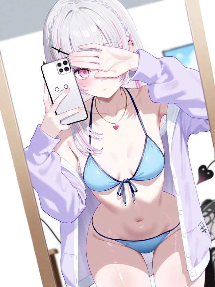 Ảnh anime chụp trước gương lạnh lùng