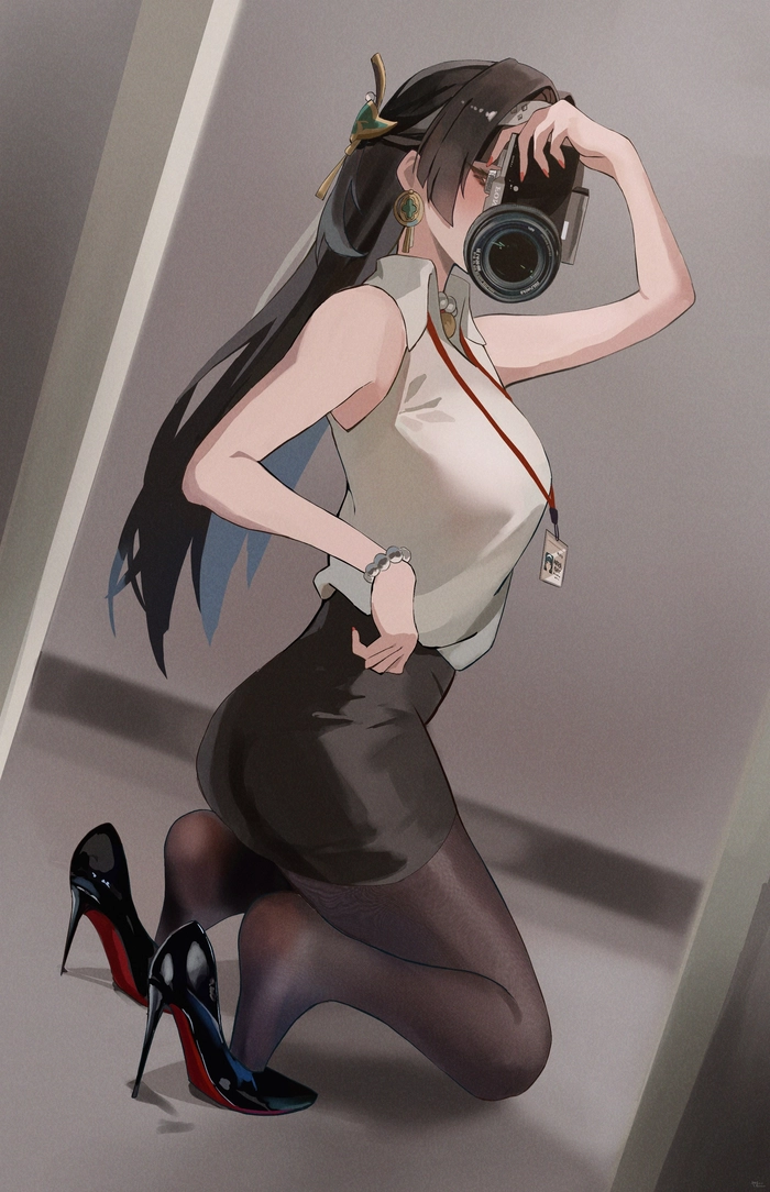 Ảnh anime chụp trước gương ngầu