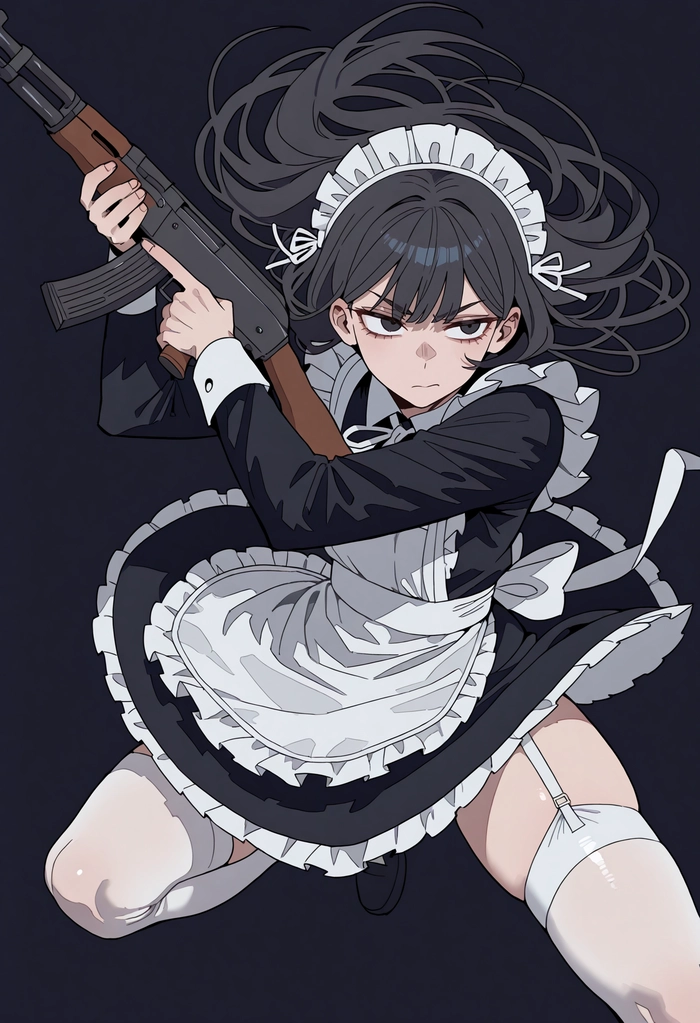 Ảnh anime nam mặc váy hầu gái đầy thần thái