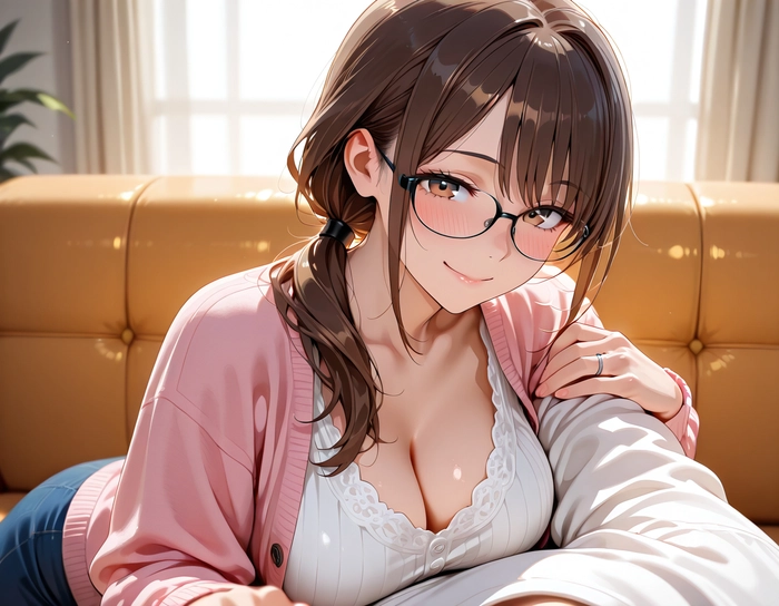 Ảnh anime nữ cute đeo kính tinh nghịch