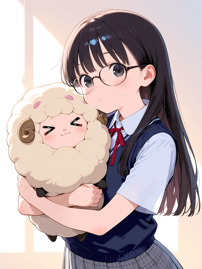 Ảnh anime nữ đeo kính tròn đáng yêu