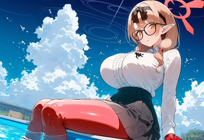Ảnh anime nữ tóc ngắn đeo kính gợi cảm