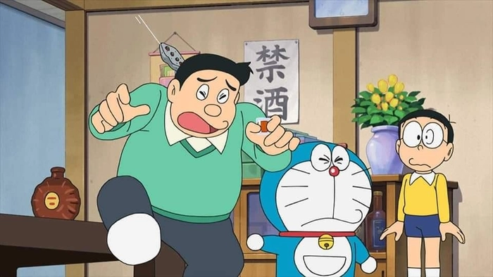 Ảnh bố Nobita trong phòng khách