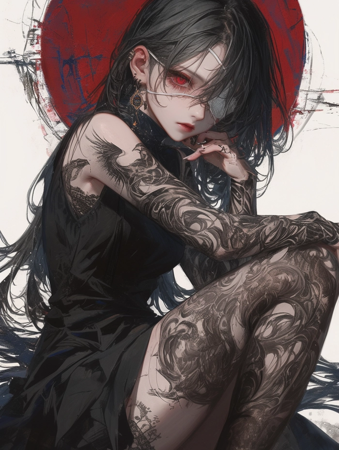 Ảnh ngầu anime nữ ánh nhìn sắc bén