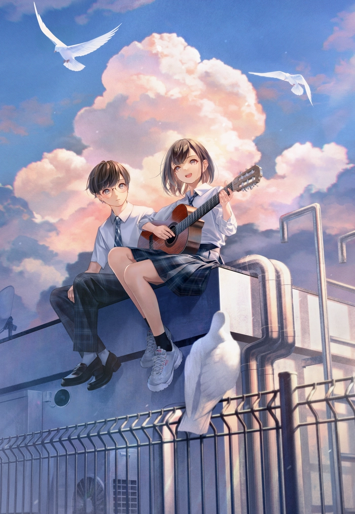 Avatar anime cặp đôi học sinh ngọt ngào