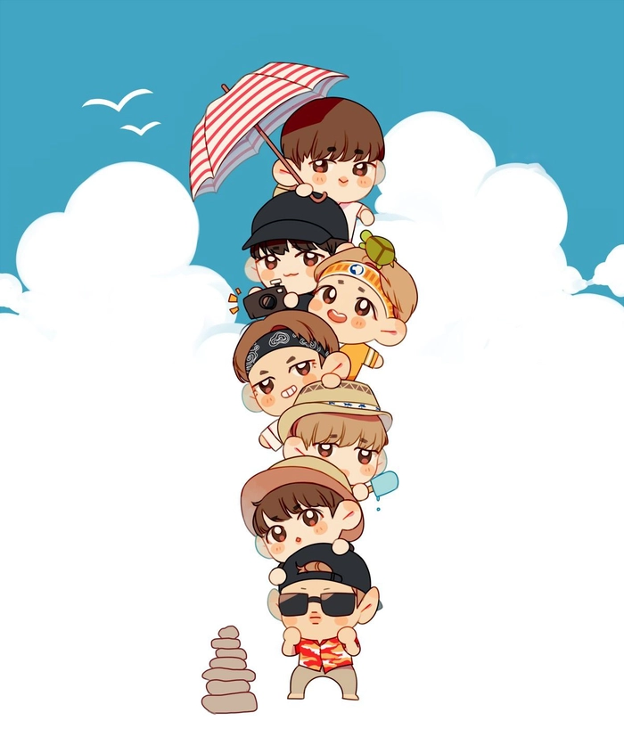 BTS chibi cute phong cách hoạt hình