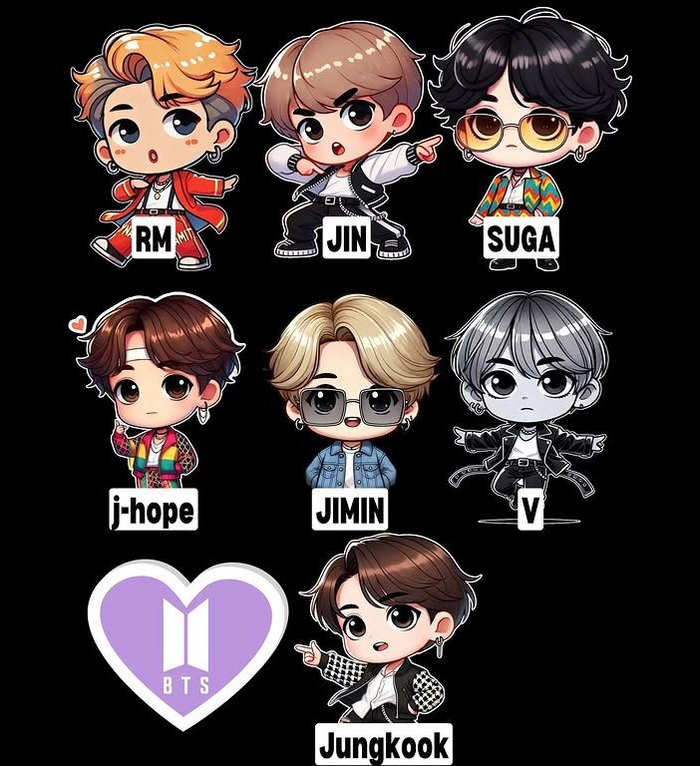 BTS chibi drawing đáng yêu