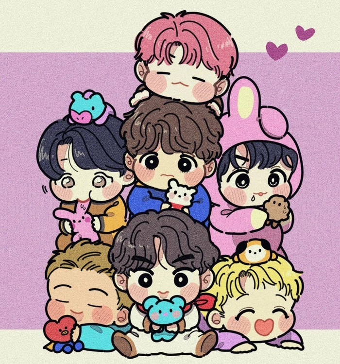BTS chibi drawing phong cách ngộ nghĩnh