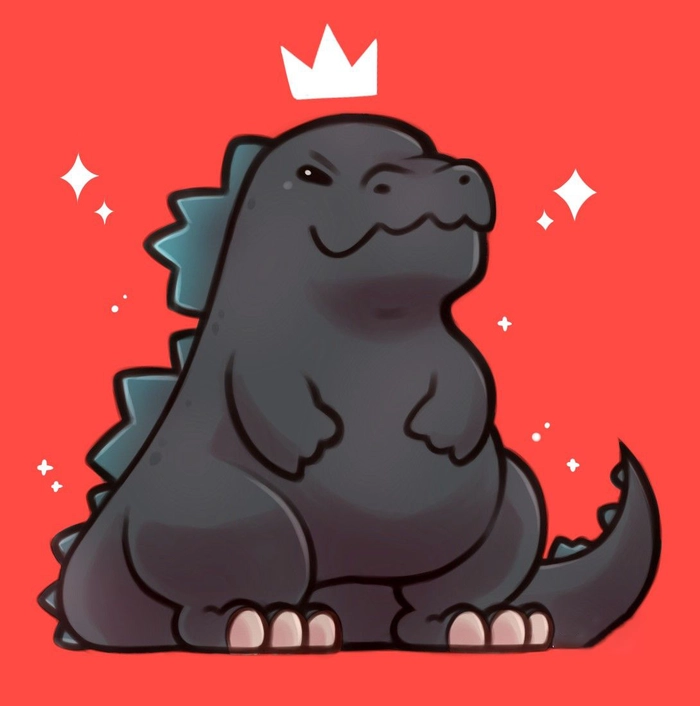 Godzilla chibi đáng yêu với nét vẽ mềm mại